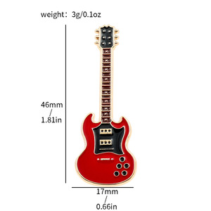 Cute Retro Personality <strong>Guitar</strong> Brooch Fashion Musical Instrument Metal Badge Alloy Decorative Pin