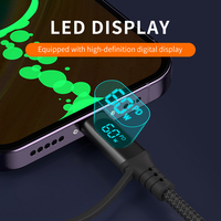 Câble de charge USB Type C pour téléphone mobile IOS, écran LED multifonction, câble de charge rapide PD 60W, câble tressé en nylon 4 en 1