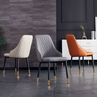 Nordischer Luxus-Esszimmerstuhl mit Ergonomischer Rückenlehne & Kohlenstoffstahl-Beinen - Verschleißfestes PU-Leder für Zuhause, Restaurant