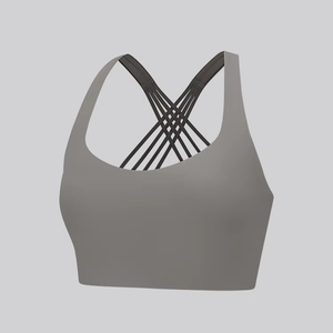 Women's Plus Size High <b>Support</b> Eco-Friendly Sport Bra Cross Back Shockproof Padded Breathable Spandex/Polyester Yoga <b>Crop</b> <b>Tops</b> - Product Image 1