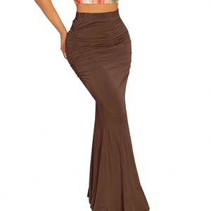 Jupe longue sirène plissée moulante sexy pour femme, nouvelle collection été, tissus de luxe légers, personnalisable OEM, vente en gros - Product Image 3