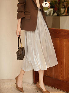 Soie brillante fleur nacrée chignon grande balançoire jupes femmes <span class=keywords><strong>voile</strong></span> longue jupe nouveau Design de mode lanterne parapluie jupe - Product Image 3