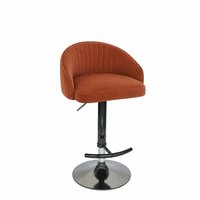 Tabouret de bar moderne en velours orange brûlé, pivotant, réglable en hauteur, avec dossier cannelé, pour cuisine, pub, café, salle à manger, salon