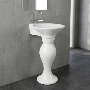 Lavabo rectangulaire moderne en céramique avec piédestal complet, ensemble de lavabo pour salle de bain, pour usage domestique et hôtelier - Product Image 6