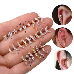 Orecchini <span class=keywords><strong>Piercing</strong></span> in Acciaio Inossidabile <span class=keywords><strong>Argento</strong></span> e Oro Rosa, 3 Colori Misti, per Conch, Helix, Tragus, Daith, 6mm, Regalo di Nozze - Product Image 1
