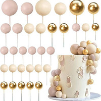 Boules en mousse en gros 3,5 cm Boules dorées argentées Décoration de gâteau Joyeux anniversaire Décoration de gâteau de mariage Fournitures de décoration de fête de bébé