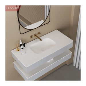 Bon marché Conception murale Pierre frittée Intered Luxe Hot Bending Intégré Combinaison de lavabo à double bassin - Product Image 3