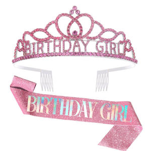 Reina Tiara aleación chapada en oro cumpleaños corona cristal boda fiesta suministros con diamantes de imitación regalos rituales correa de hombro - Product Image 4