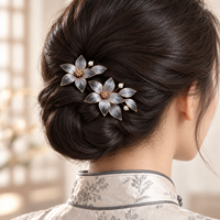 Peigne à cheveux en velours fait main, style peinture à l'encre, filigrane floral, broche, pour le patrimoine culturel immatériel, personnalisé OEM OBM