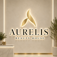 Papan Nama Bisnis Kustom  Papan Nama Bisnis LED Backlit Huruf Logo Stainless Steel Kustom Papan Nama Spa dan Studio Kecantikan Mewah
