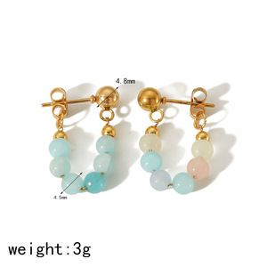 ต่างหูไข่มุกเม็ดหยกเทียมต่างหูเม็ด TE6677เหล็กไทเทเนียมหรูหราน้ำหนักเบาสวมใส่ได้ทุกวัน - Product Image 2