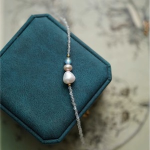 Collar de Clavícula Versátil y Sencillo con Perlas Naturales de Agua Dulce, Cristal de Piedra Lunar y Estrellas, Collares en Capas de Moda - Product Image 2