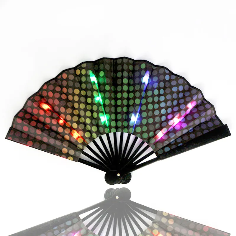 Color Changing Plastic 8 Inch Folding Fan Wedding Personalized LED Lighted Folding Hand Fan