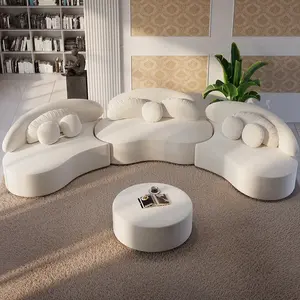 Sofa Cắt Cong Chất Lượng Cao Kiểu Bắc Âu Sofa 3 Mảnh Sang Trọng Kiểu Mô-đun Ghế Dài Bằng Nhung Cho Gia Đình Khách Sạn