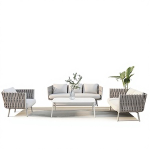 Set Divano da Esterno in Lega di Alluminio Design Nordico Impermeabile e Resistente al Sole Mobile per Patio Cortile Villa Giardino e Terrazza - Product Image 4