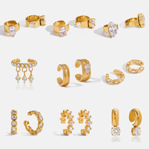 Orecchino con polsino di grande zircone da donna <span class=keywords><strong>in</strong></span> <span class=keywords><strong>vero</strong></span> <span class=keywords><strong>oro</strong></span> placcato - Product Image 1