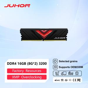 Juhor หน่วยความจำเดสก์ท็อป16GB(<span class=keywords><strong>2x8GB</strong></span>) <span class=keywords><strong>DDR4</strong></span> <span class=keywords><strong>3200MHz</strong></span> <span class=keywords><strong>RAM</strong></span> CL18 1.35V แรงดันไฟฟ้าต่ำ DIMM ECC รับประกัน3Y ได้รับการรับรองจากโรงงาน - Product Image 1