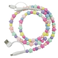 Câble de charge rapide USB Type-C en argent lisse style Navajo avec perles, pour transfert de données et décoration, compatible ordinateurs et téléphones mobiles (vente en gros)