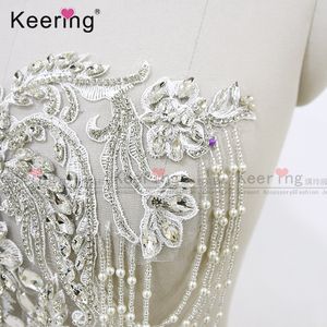Robe de mariée faite à la main coudre sur bling <span class=keywords><strong>perle</strong></span> broderie corsage embelli patchs Appliques - Product Image 4
