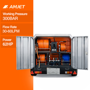 Nettoyeur haute pression à eau froide AMJET SS3070, 300 bars, neuf, monté sur remorque, 62 CV, pour le détartrage intensif des égouts - Product Image 1