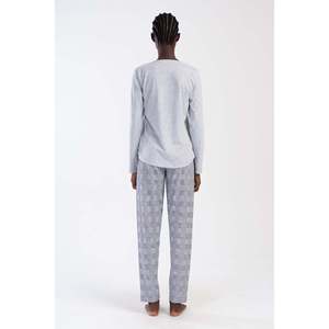 Conjunto de Pijama de Manga Larga con Cuello Redondo Ovalado para Mujer, Logotipo Personalizado, Túnica Transpirable de Spandex, Talla XS de Invierno, Cintura Elástica - Product Image 1