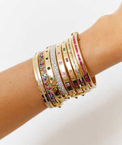新款定制魅力手镯镀金彩虹方形闪亮5A立方锆石时尚手镯女士首饰 - Product Image 4