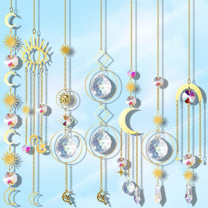 Style bohème 6pcs Crystal Sun Catcher Ornement suspendu avec pendentif chaîne pour la décoration intérieure - Product Image 2