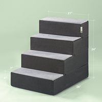 Portable pliant 3/4 étape chien rampe solide lin motif bois escaliers pour animaux de compagnie amovible velours couverture lits hauts/canapés chat extérieur