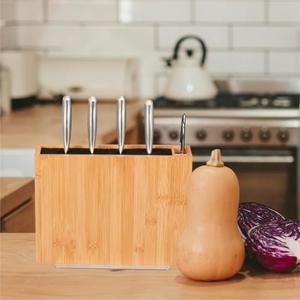 Bloc porte-<span class=keywords><strong>couteau</strong></span> <span class=keywords><strong>universel</strong></span> en bambou personnalisé en usine avec insert à poils pour la cuisine - Product Image 6