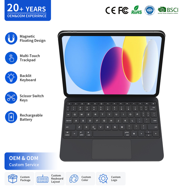 OEM Keyboard Case for iPad 10th Gen 10.9 Inch & iPad 11th A16 11 Inch with Built-in Trackpad Backlit Magnetic Folio Stand Cover