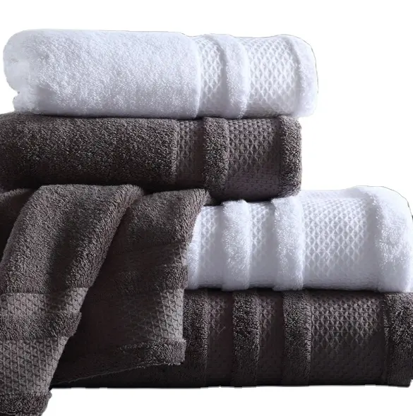 Groothandel Hoge Kwaliteit Luxe 100% Katoen Soft Lint Gratis Badstof Bad Beddengoed 5 Star Hotel Dikke Dobby Badhanddoeken Set