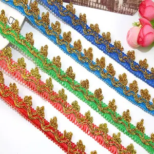 Factory Wholesale DIY Garment Tatting Metallic Yarn Embroidery Lace Trim for Clothes Braided Trimming Lace Edge Sewing Dancewear