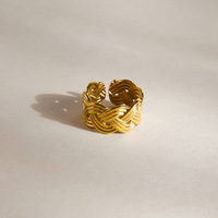 Bague ouverte minimaliste en acier inoxydable plaqué or 18 carats, torsadée, creuse, style corde, non-ternissable, pour femme
