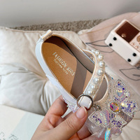 Chaussures de princesse en gros pour filles, 3-8 ans, brillantes, à sequins, perles et nœuds, antidérapantes, pour fêtes et mariages