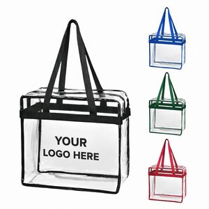 Sac fourre-tout transparent imperméable avec logo personnalisé, sacs de stade réutilisables en PVC transparent pour événements promotionnels - Product Image 1