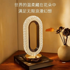 Modern Crystal Table Lamp Oval Shape Gold Finish LED Soft Warm White <b>Push</b> <b>Button</b> <b>Switch</b> AC Powered Middle Size Bedroom - Product Image 6