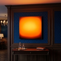 Panneau d'art acrylique contemporain abstrait avec effet coucher de soleil et variateur d'intensité, sculpture murale moderne en acrylique pour salon de villa