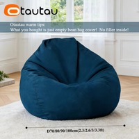 OTAUTAU Housse de pouf en tissu de lin doux, design japonais, forme goutte d'eau, une place pour adultes et enfants, vente en gros DD002