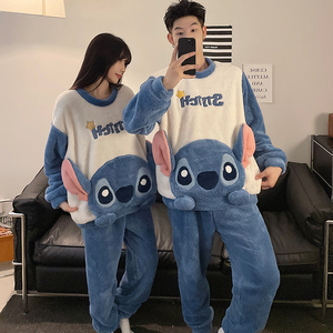 Winter Couple Cartoon Cute <strong>Pyjamas</strong> <strong>Men</strong> and Women <strong>Flannel</strong> Sleepwear Sets Plush Thickened Warm Suit - Product Image 2