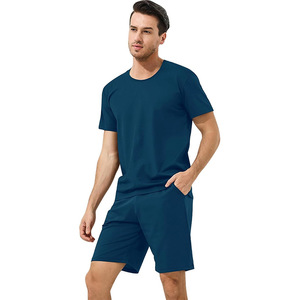 Set Pigiama da <span class=keywords><strong>Uomo</strong></span> in Modal Ecologico, Maglietta a Maniche Corte e Pantaloncini, Comodo e Resistente - Product Image 2