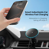 Support de charge sans fil magnétique réglable pour grille d'aération de voiture avec lampe LED pour iPhone 18 17 16 Pro Max, chargeur sans fil 15W