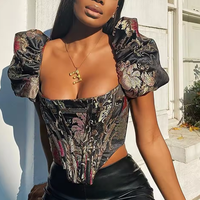 Nouvelle Collection Été Tendance Sexy Chic Bustier en Dentelle Blanche pour Femme, Top à Volants Plissés et Baleines, Style Corset Urbain pour Filles