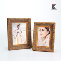 Cadre photo mural vintage en or de style européen avec étiquette personnalisée, cadre en bois massif gravé, moulures pour tableaux