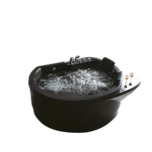 独立式浴缸大理石漩涡浴缸黑色亚克力按摩混凝土浴缸