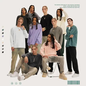 T-shirt à manches longues en coton 100% personnalisé BE26L pour homme, logo vintage personnalisé, délavé, surdimensionné, t-shirt délavé - Product Image 4