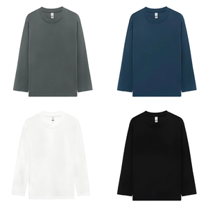 T-shirt personalizzata OEM a maniche lunghe con serigrafia, in cotone, da uomo, con logo ricamato, girocollo, tipo felpa - Product Image 4