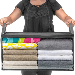 Large Capacity Folding Under Bed Quilt Blanket Home <b>Clothes</b> <b>Storage</b> Bag Dustproof Zipper Closure Organizer With Handle - Product Image 3