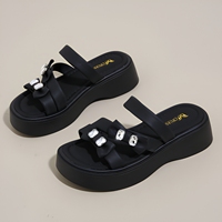 0518 Chaussons pour femmes style féerique à lacets et nœud, respirants, durables, en PU, semelle extérieure en caoutchouc, pour l'été