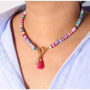 Boho <strong>Best</strong> <strong>Friend</strong> Soft Polymer Clay Bead Beaded Fashion Jewelry Women <strong>Necklace</strong> 16 Inches <strong>for</strong> Girl - Product Image 4