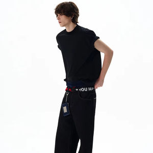 T-shirt à manches courtes en coton 100% de luxe de fabrication régulière et ajustée, col rond, logo personnalisé, design vierge, anti-froissement, tricoté - Product Image 6